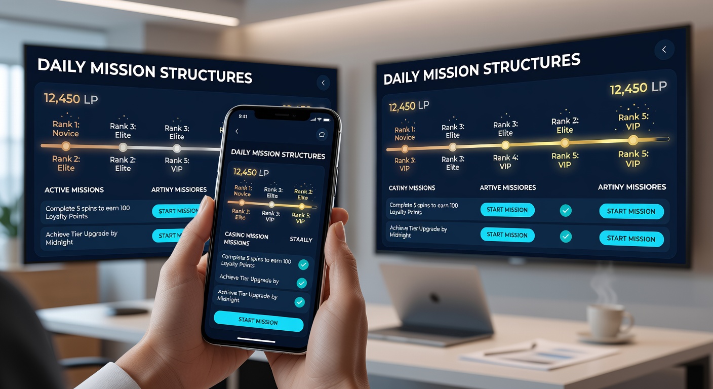 Player dashboard displaying loyalty tier benefits unlocked through completed daily missions on a tablet device