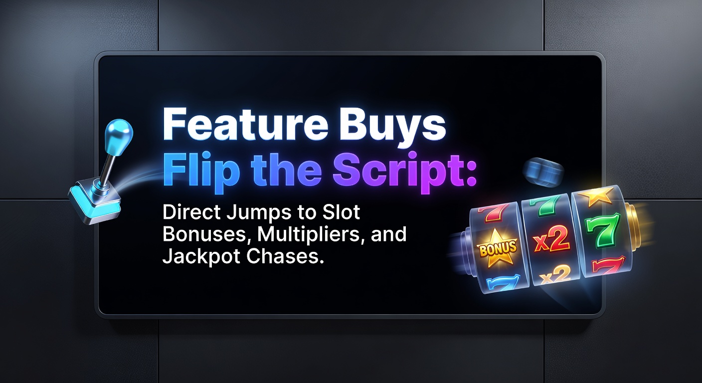 Vibrant slot screen displaying a feature buy option with glowing bonus triggers, multipliers stacking up, and jackpot meters climbing dramatically