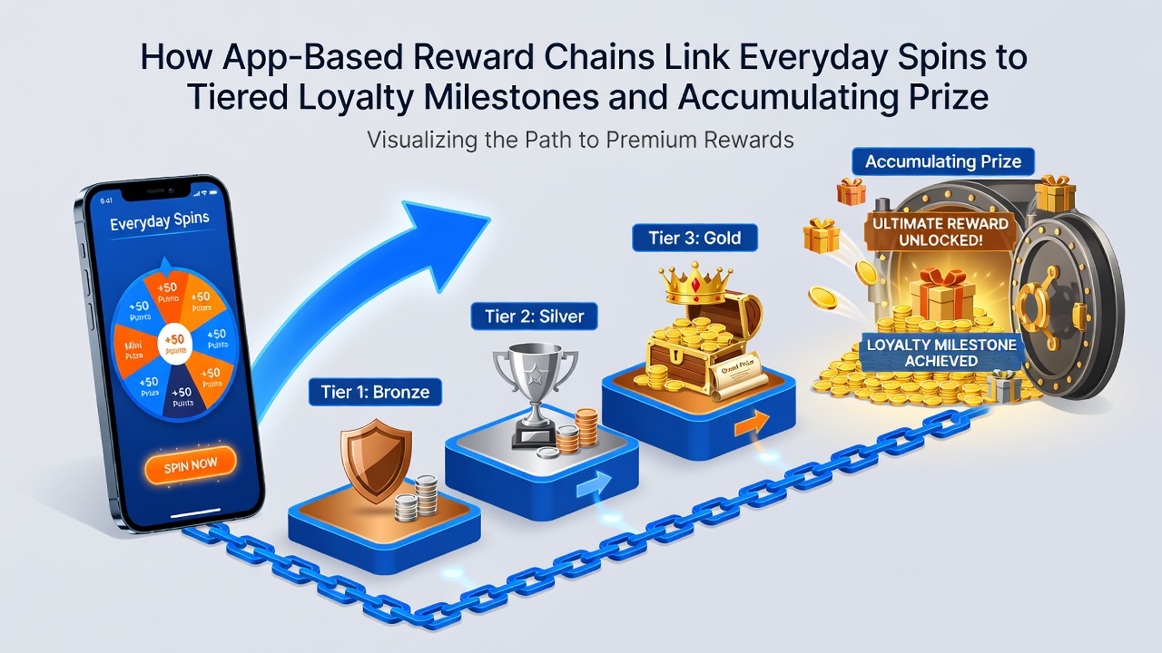 Screenshot of mobile app interface displaying tiered loyalty progress and live prize pool totals