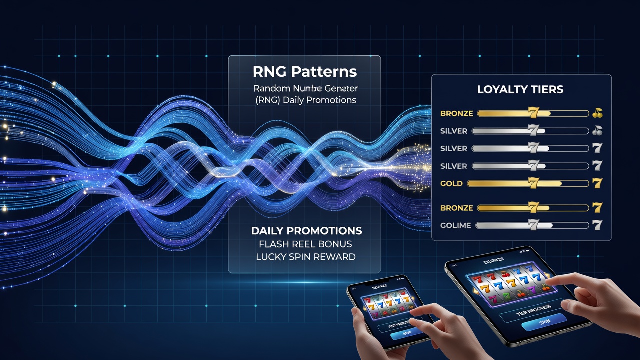 Visualization of RNG sequences influencing mobile slot interfaces and reward triggers