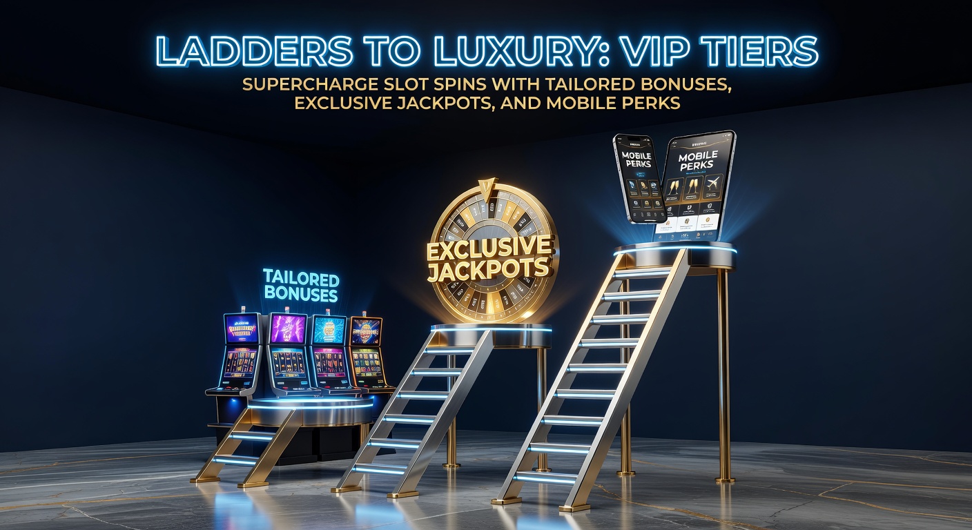 Vibrant slot machine display showcasing cascading VIP tier badges and glowing jackpot symbols against a luxurious casino backdrop