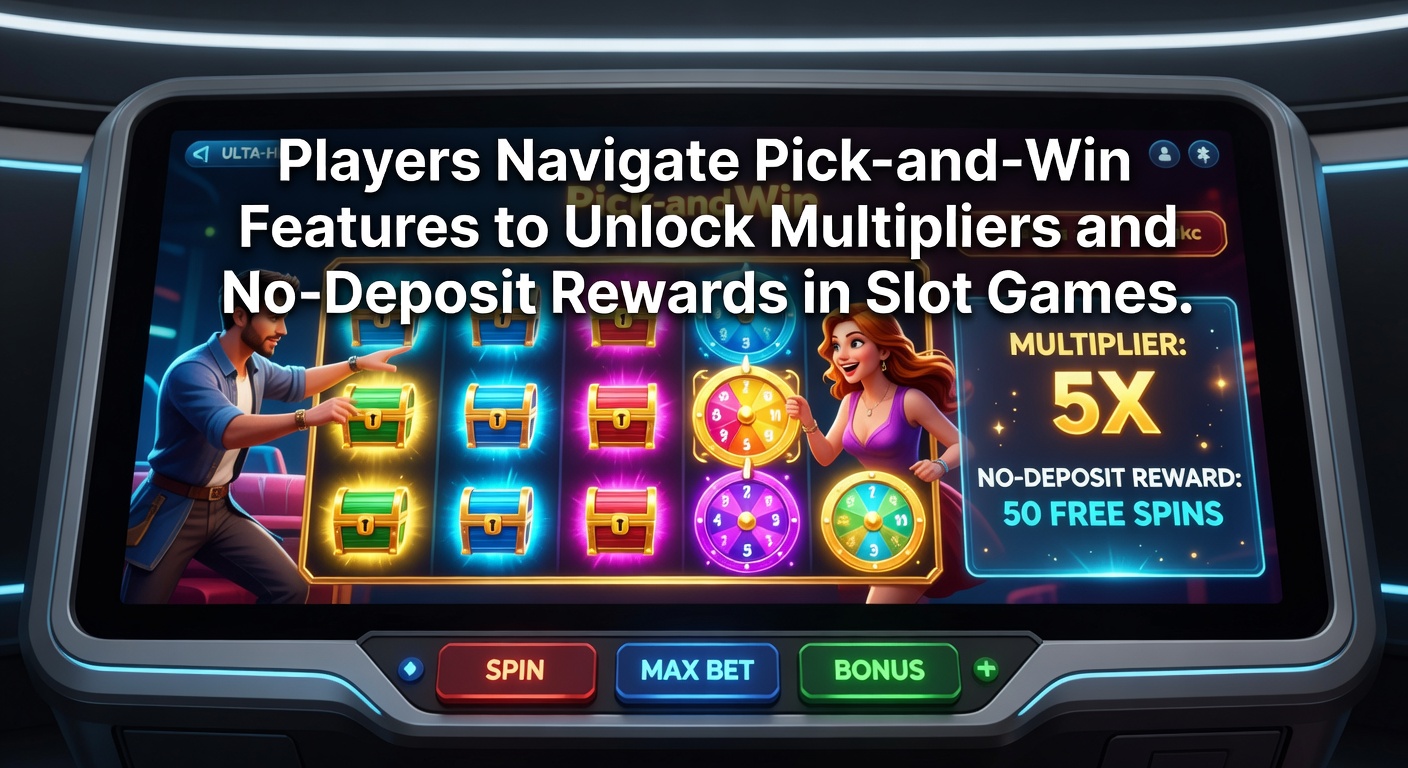 Vibrant slot screen displaying a pick-and-win bonus round with glowing symbols revealing multipliers and prize options