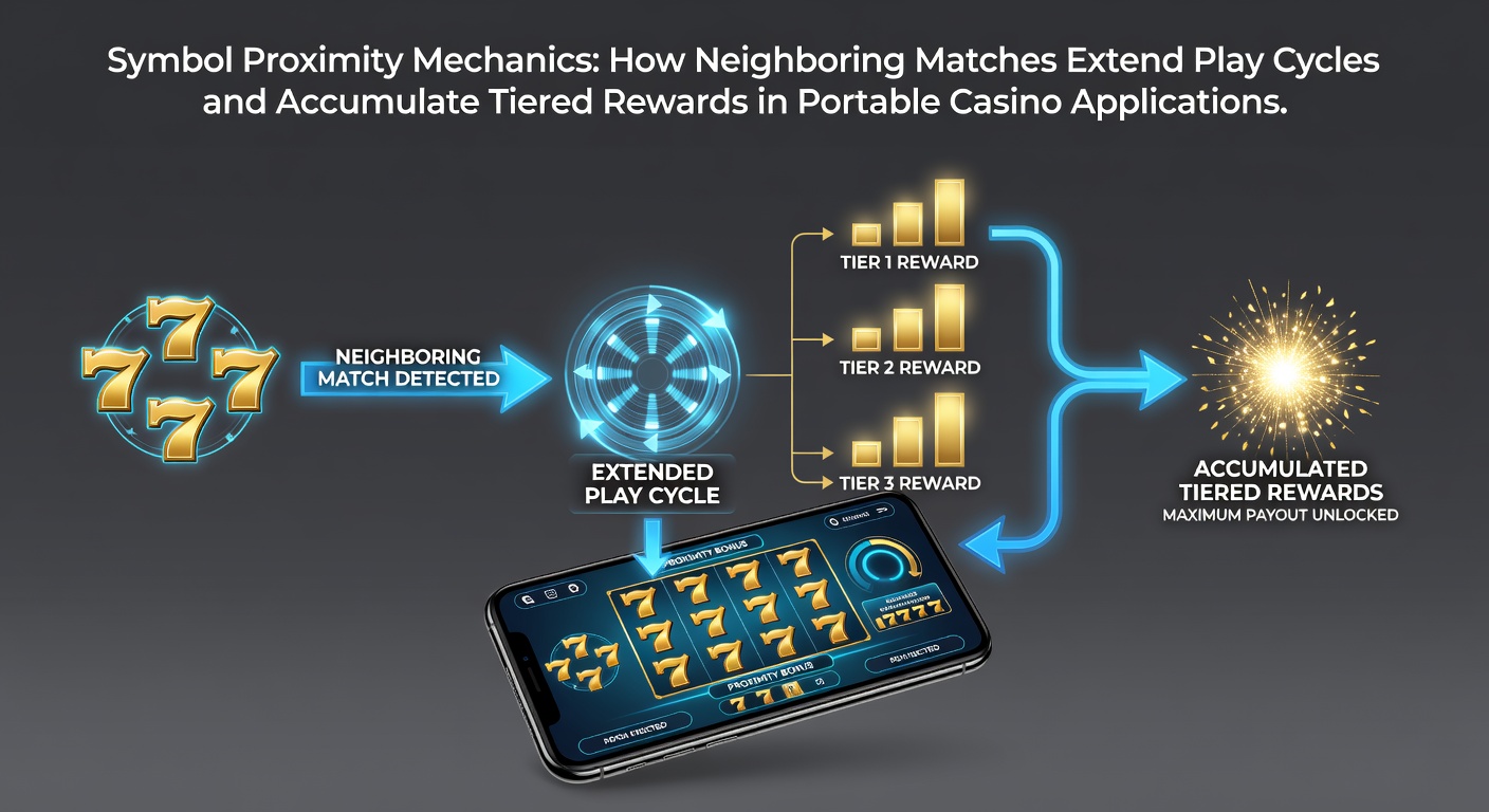 Diagram showing adjacent symbol clusters triggering extended spins and reward tiers on mobile slot interfaces