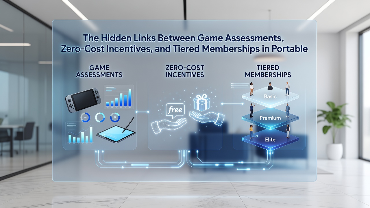 Illustration of tiered membership ladder connected to incentive flows and game evaluation data points