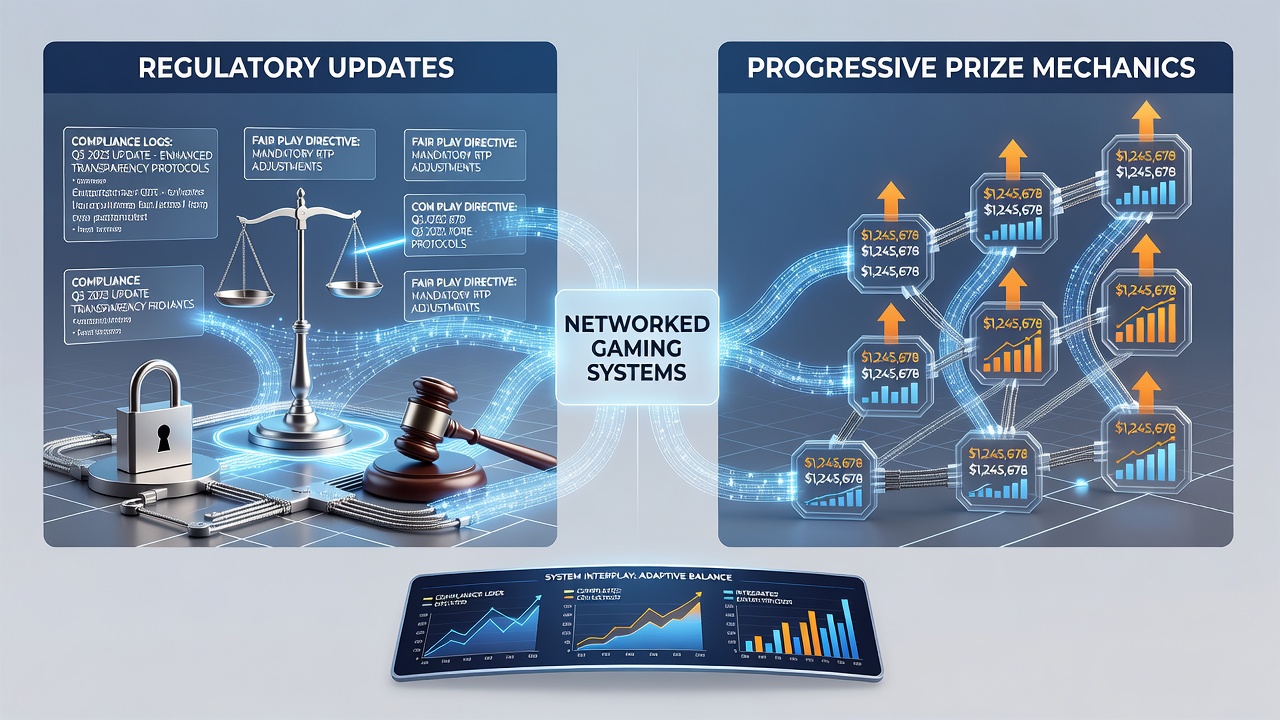 Regulatory compliance dashboard monitoring progressive prize mechanics in real time