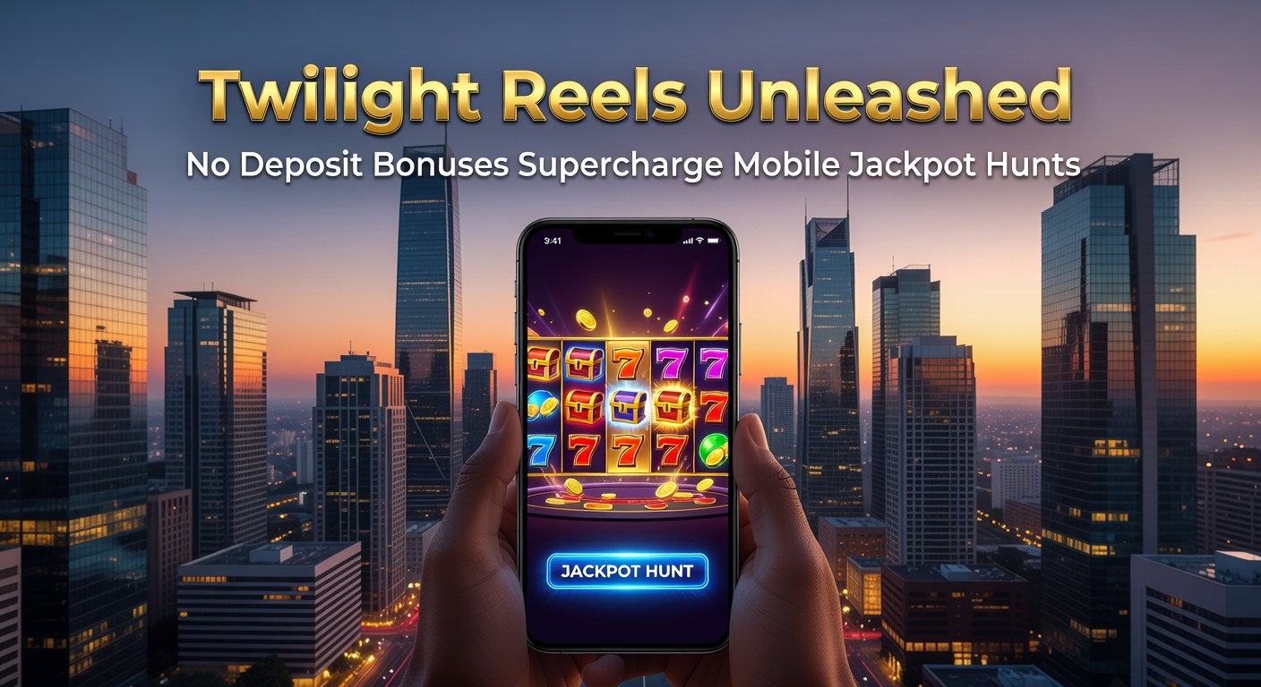 Vibrant twilight-themed slot reels spinning with jackpot symbols and bonus notifications glowing on a mobile screen