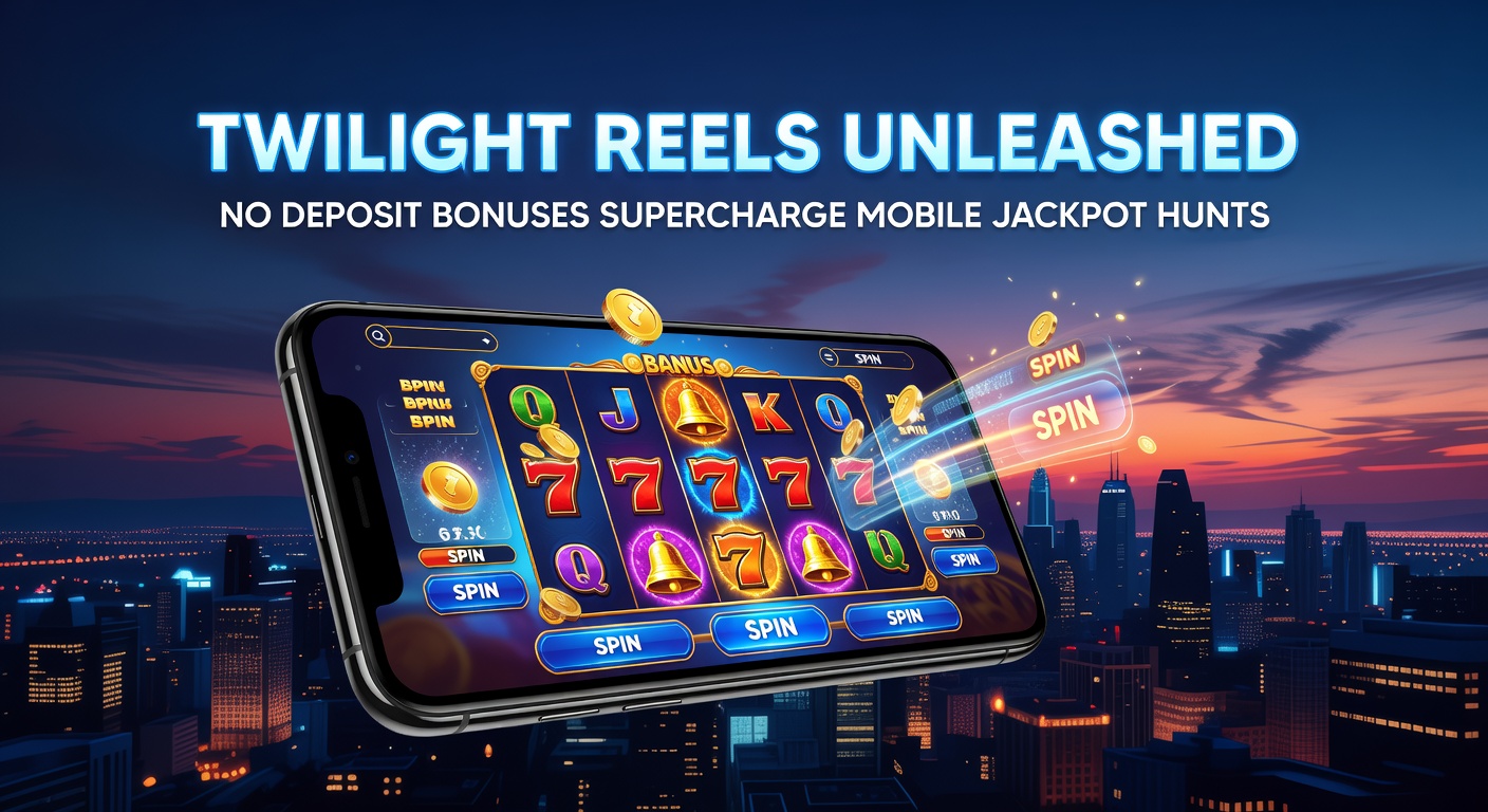 Mobile phone displaying a twilight slot jackpot win, with no-deposit bonus claim popping up amid neon reels and coin explosions