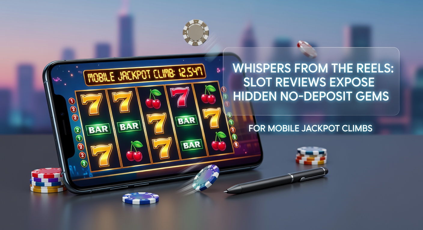 Close-up of a mobile screen displaying a slot jackpot climb with no-deposit bonus notifications and review comment overlays